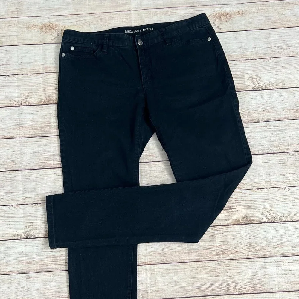 Michael Kors‎ Skinny Jeans Womens 6 Black Zipper Back Pocket Stretch Denim Pants